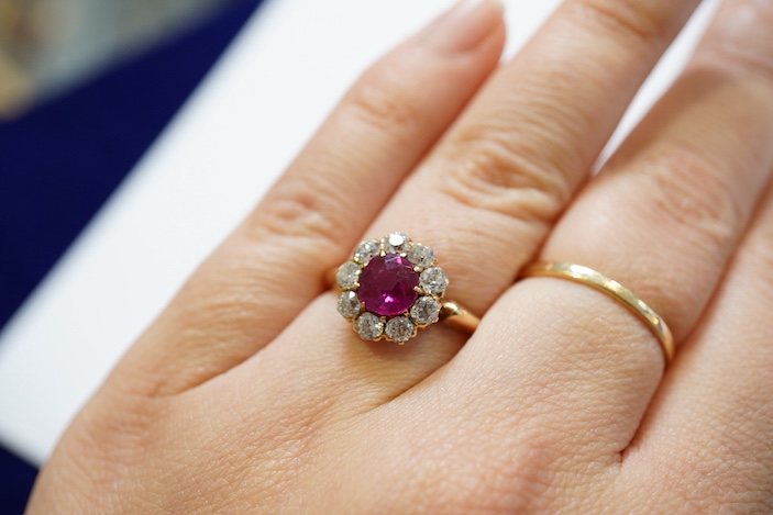 A fine ruby and diamond ring, circa 1900